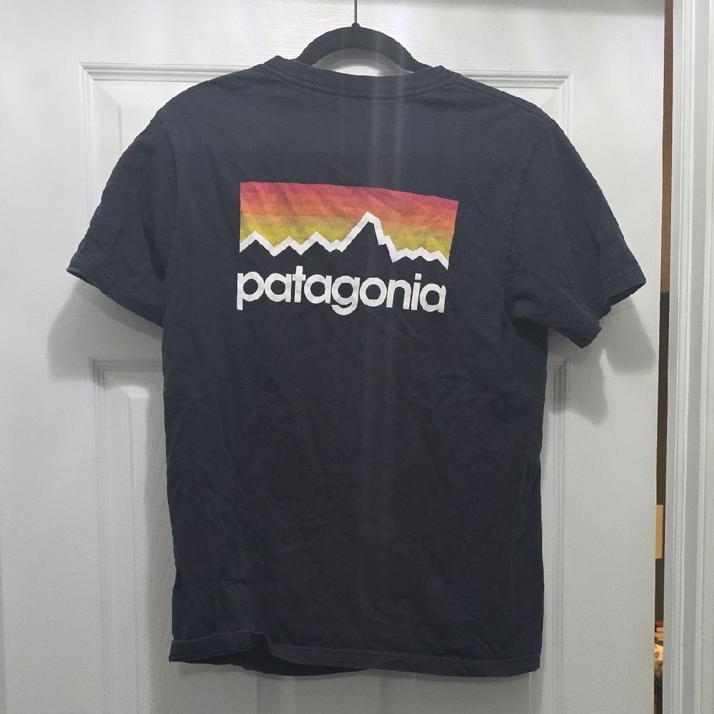 Patagonia Navy Tee with Vibrant Logo